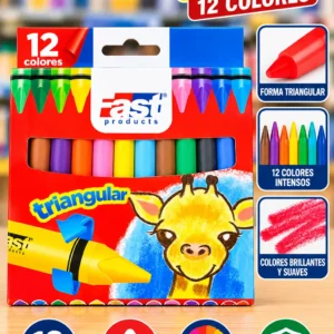 Crayon de cera Fast 12 colores jumbo redondo