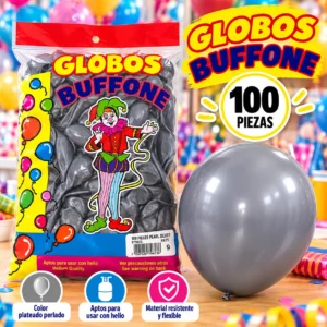 Globos buffone 100 piezas plateado No. 9