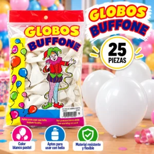 Globos buffone 25 piezas blanco No. 9