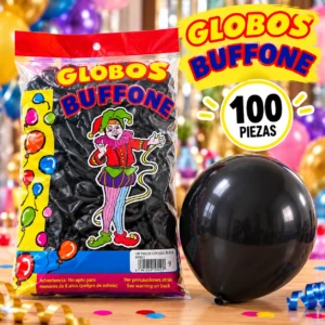 Globos bufone 100 piezas negro cristal No. 9