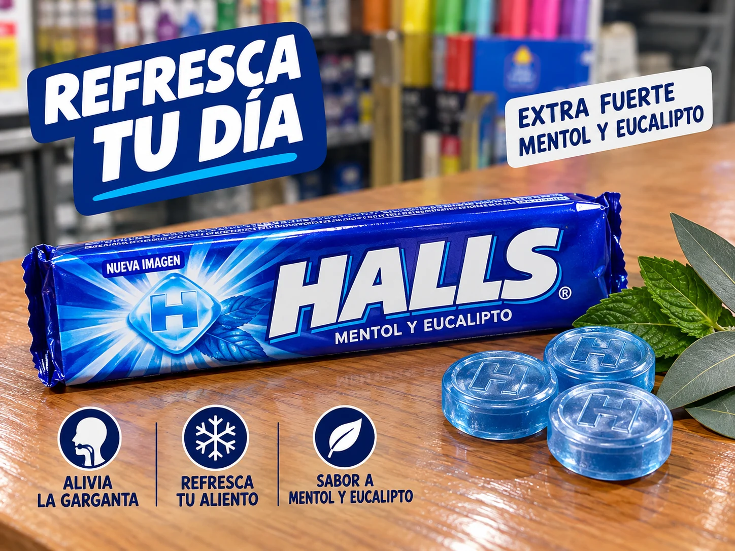 Halls mentol y eucalipto azul