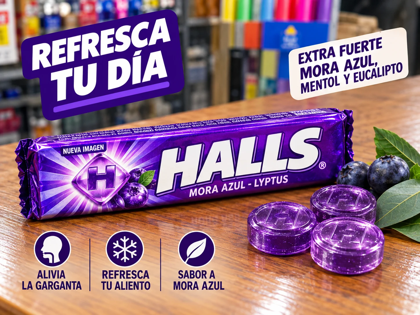 Halls mora azul