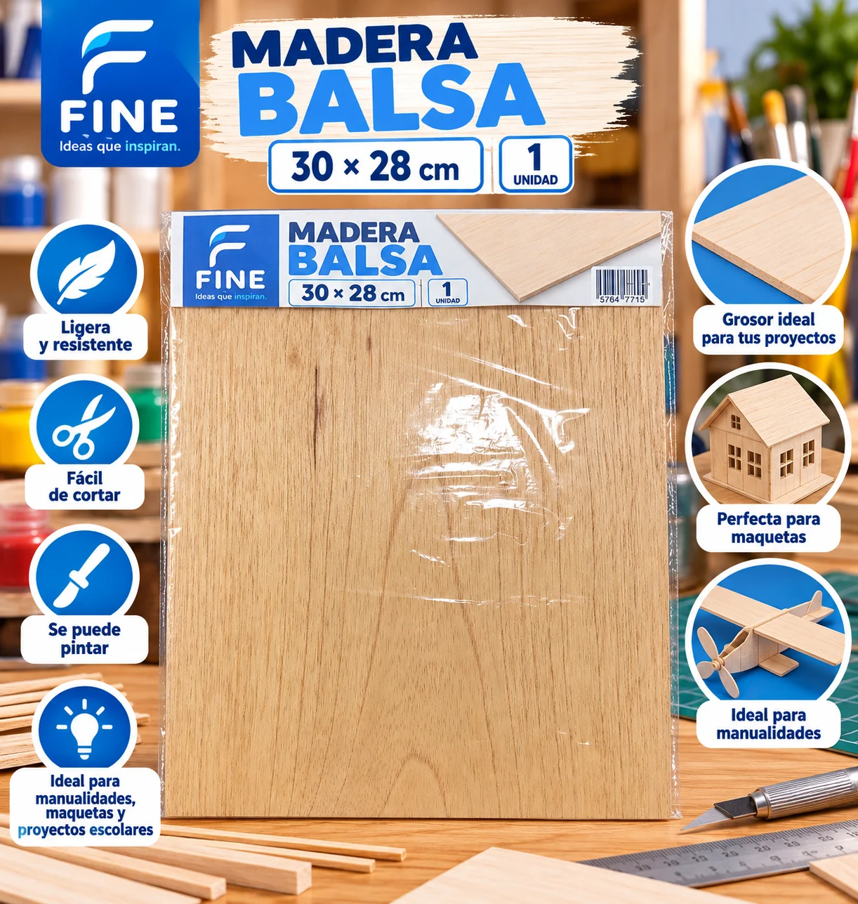 Madera balsa hoja