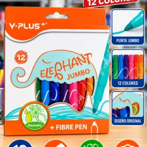 Marcador 12 colores Y-PLUS Elephant JUMBO