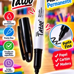 Marcador permanente Tatoo NEGRO unidad