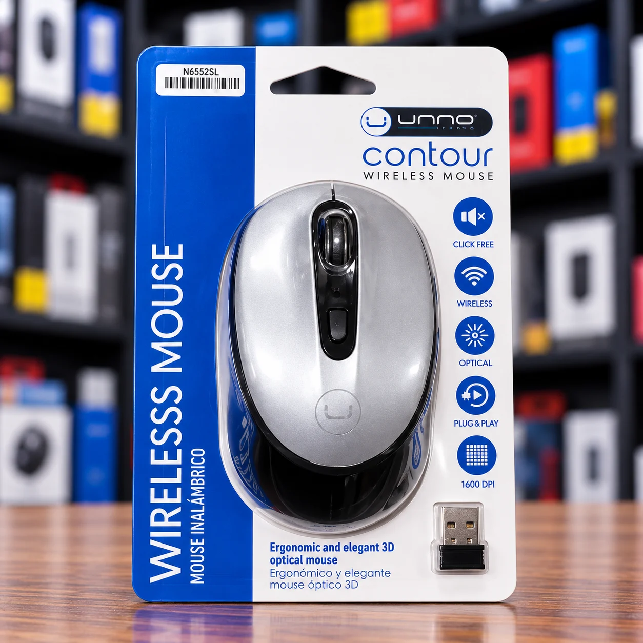 Mouse UNNO Inalambrico plateado MS6528SV