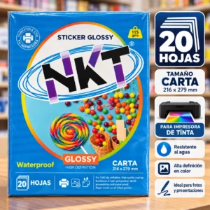 Paquete 20 hojas papel foto brillante 115g Adhesivo NKT