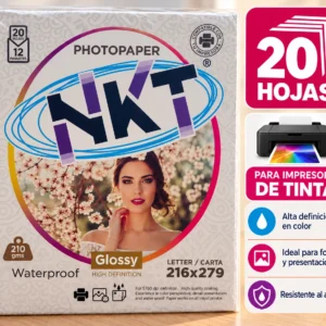 Paquete 20 hojas papel foto brillante 210 gr NKT