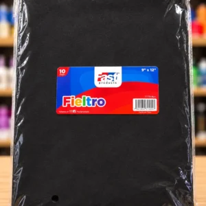 Paquete de fieltro negro con etiqueta colorida