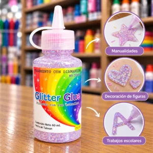 Pegamento con diamantina LILA Glitter Glue Escadilu
