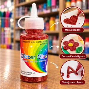 Pegamento con diamantina ROJO Glitter Glue Escadilu