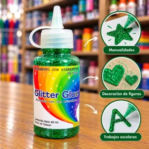 Pegamento con diamantina VERDE Glitter Glue Escadilu