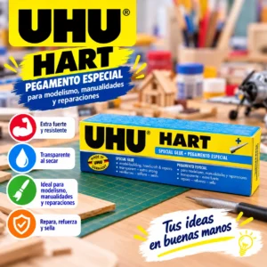 Pegamento UHU HART 33 ml caja amarilla con azul