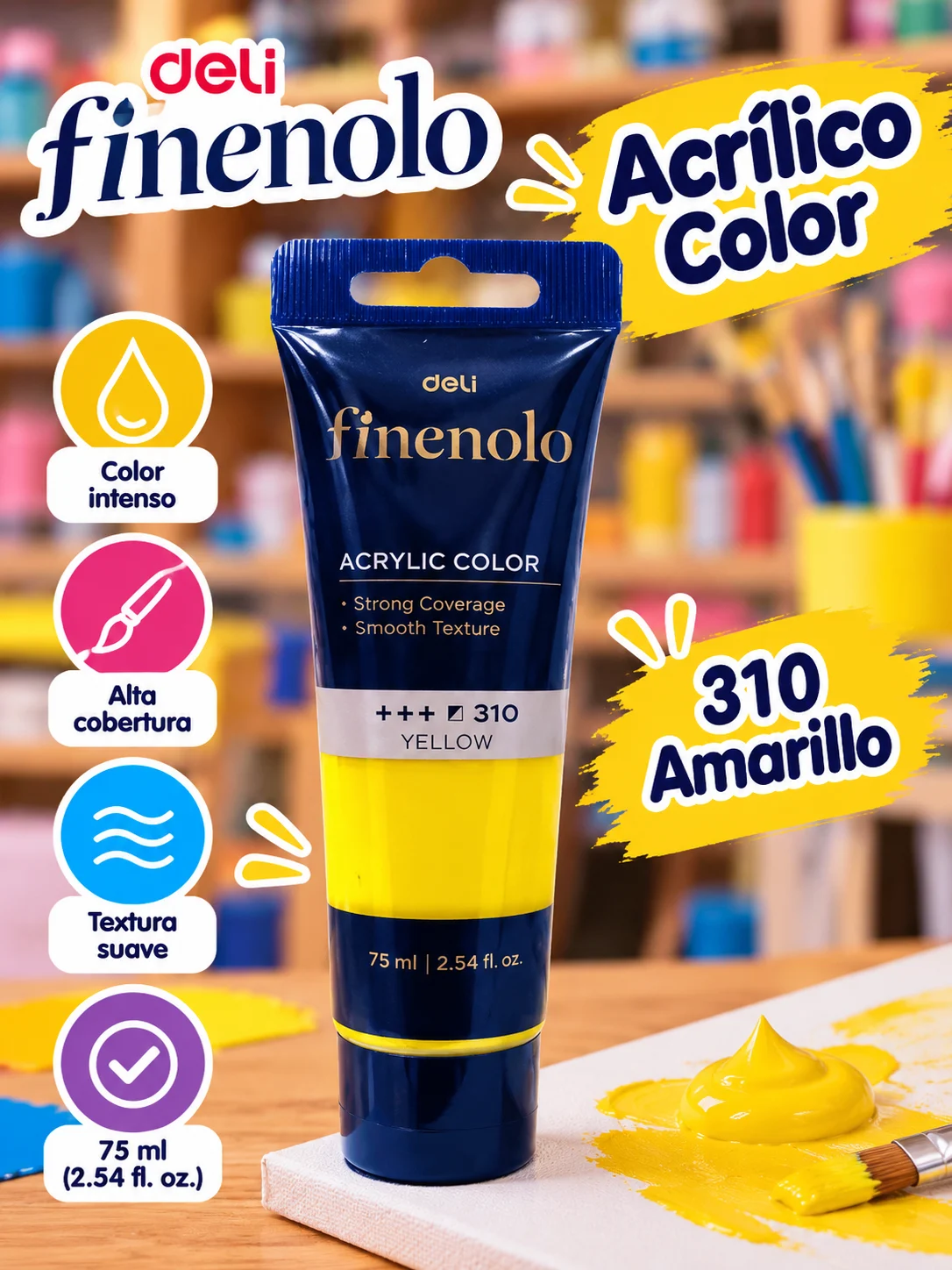 Pintura acrilica Finenolo Amarillo 75ml