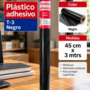 Plastico adhesivo negro 45cm x 3mts. Fast