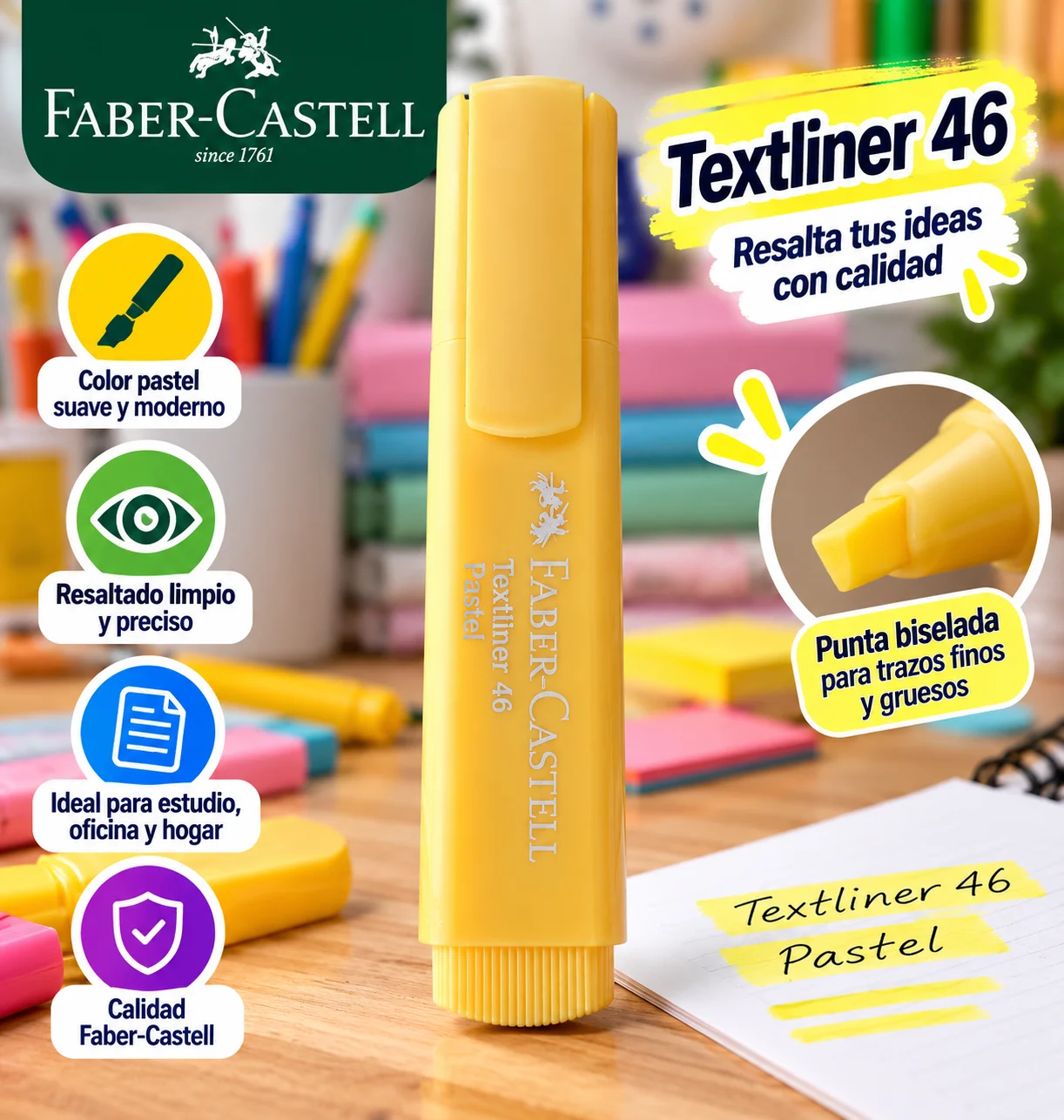 Resaltador amarillo pastel Faber castell