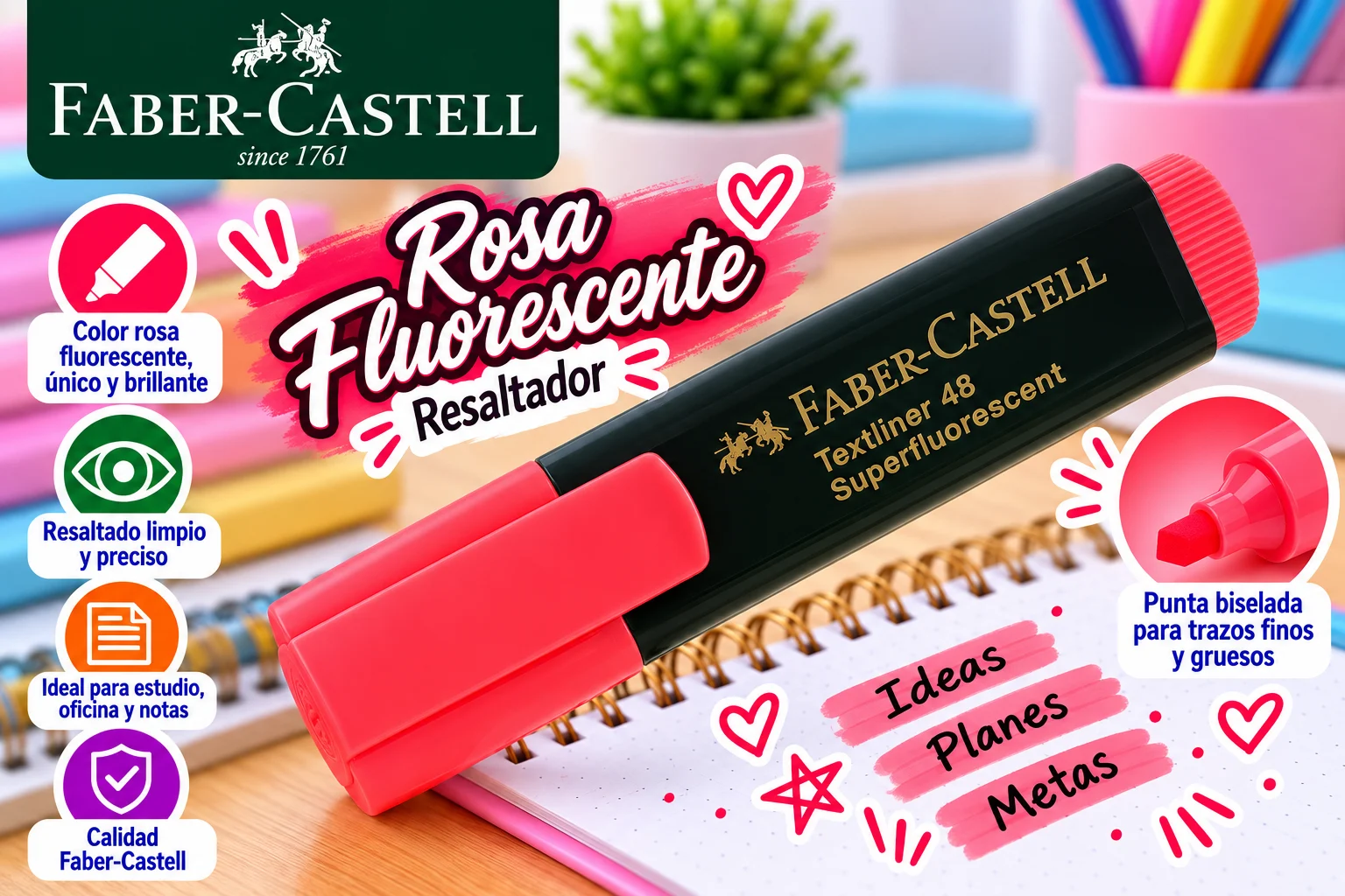 Resaltador convencional rojo Faber castell