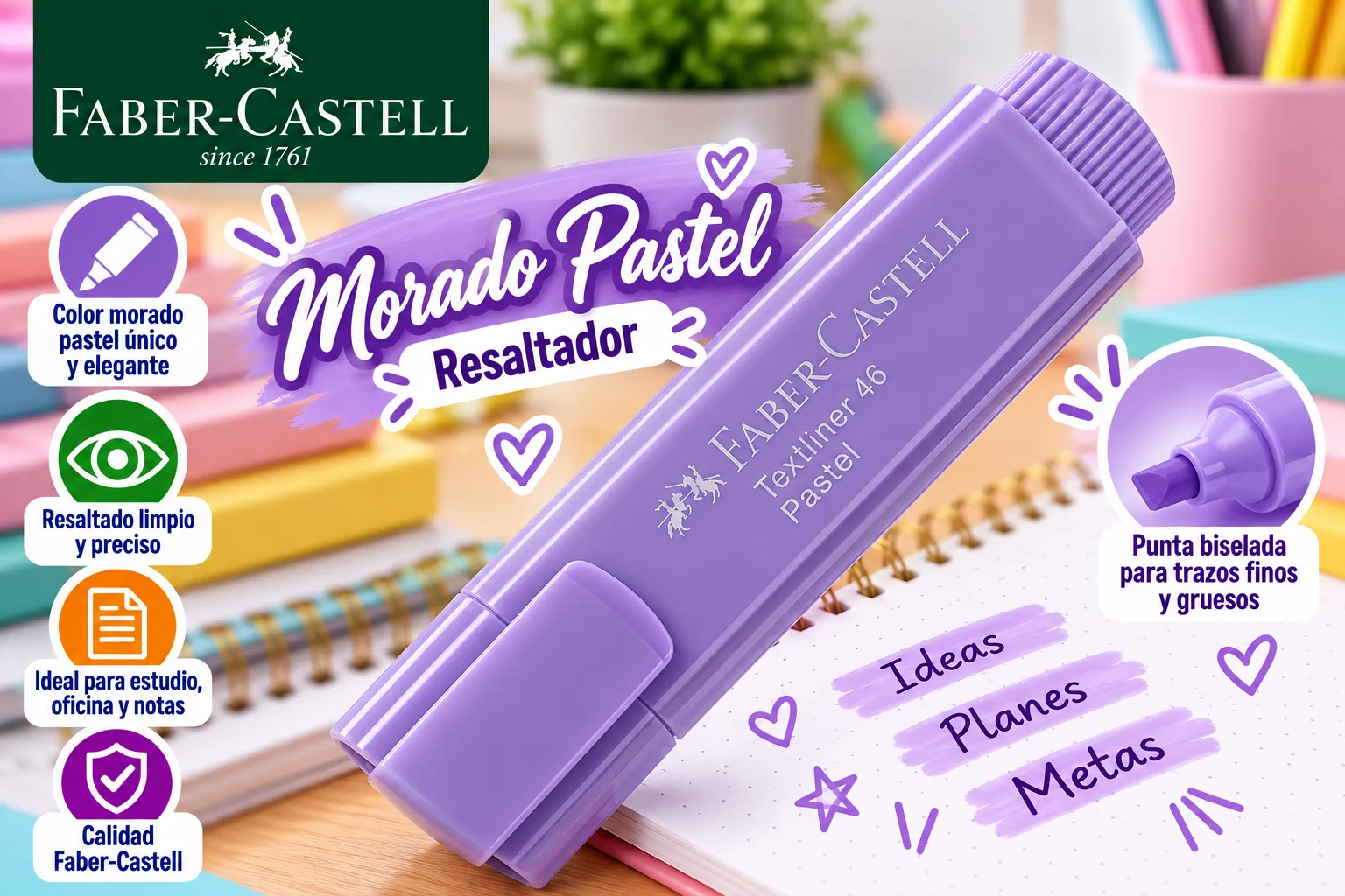 Resaltador lila pastel Faber castell