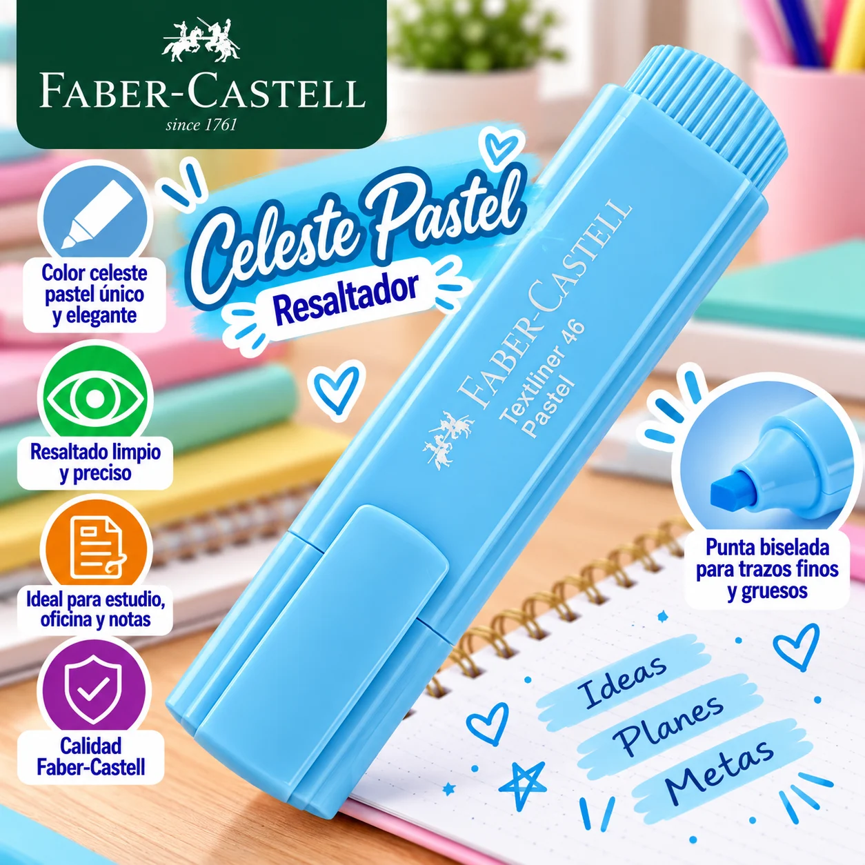 Resaltador pastel celeste Faber castell
