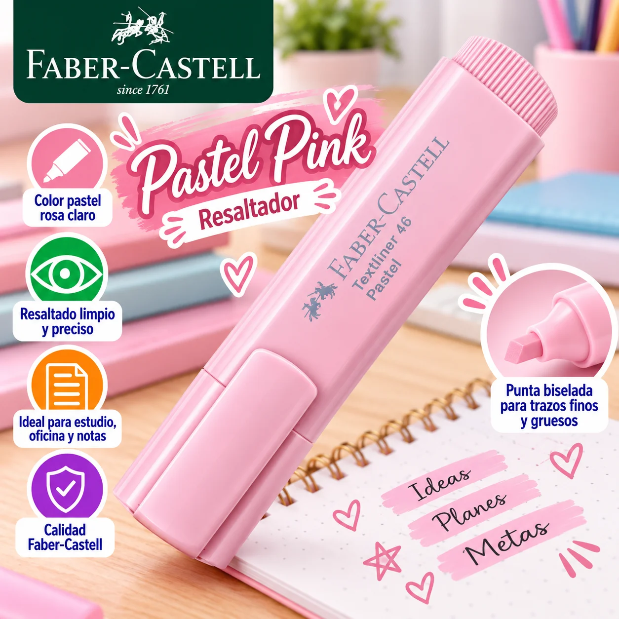 Resaltador Pastel rosa claro Faber Castell