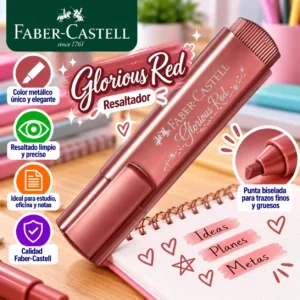 Resaltador rojo metalico Faber castell