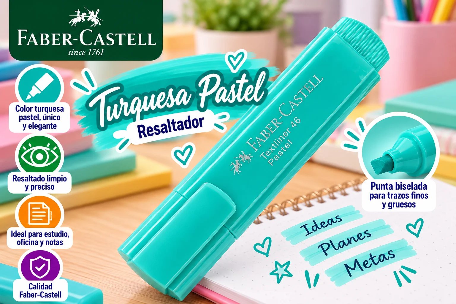 Resaltador turquesa pastel Faber castell