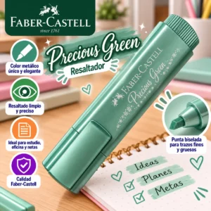 Resaltador verde metalico Faber castell
