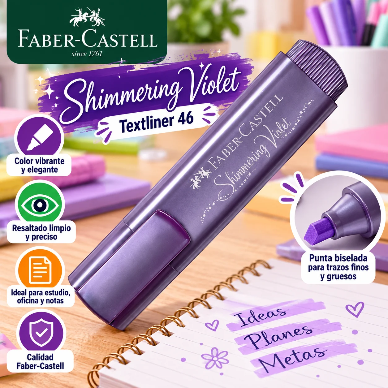 Resaltador violeta metalico Faber castell