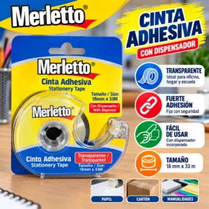 Tape transparente con dispensador 18mmx33m Merletto
