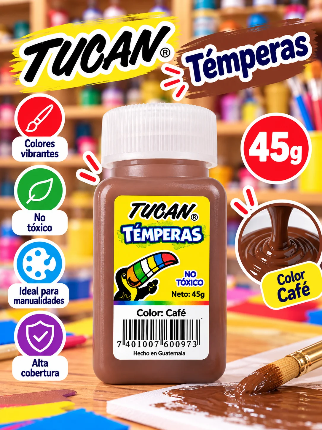 Tempera frasco 45g. CAFE Tucan