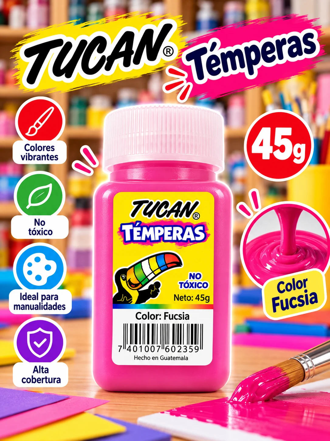Tempera frasco 45g. FUSCIA Tucan