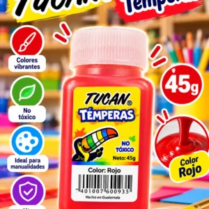 Tempera frasco 45g. ROJO Tucan