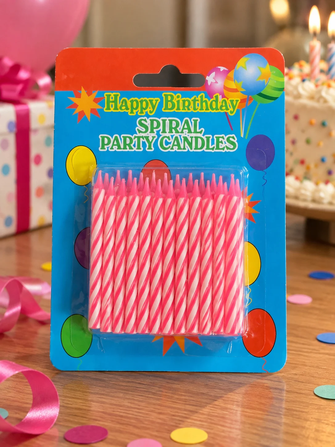 Vela happy birthday spiral ROSADO